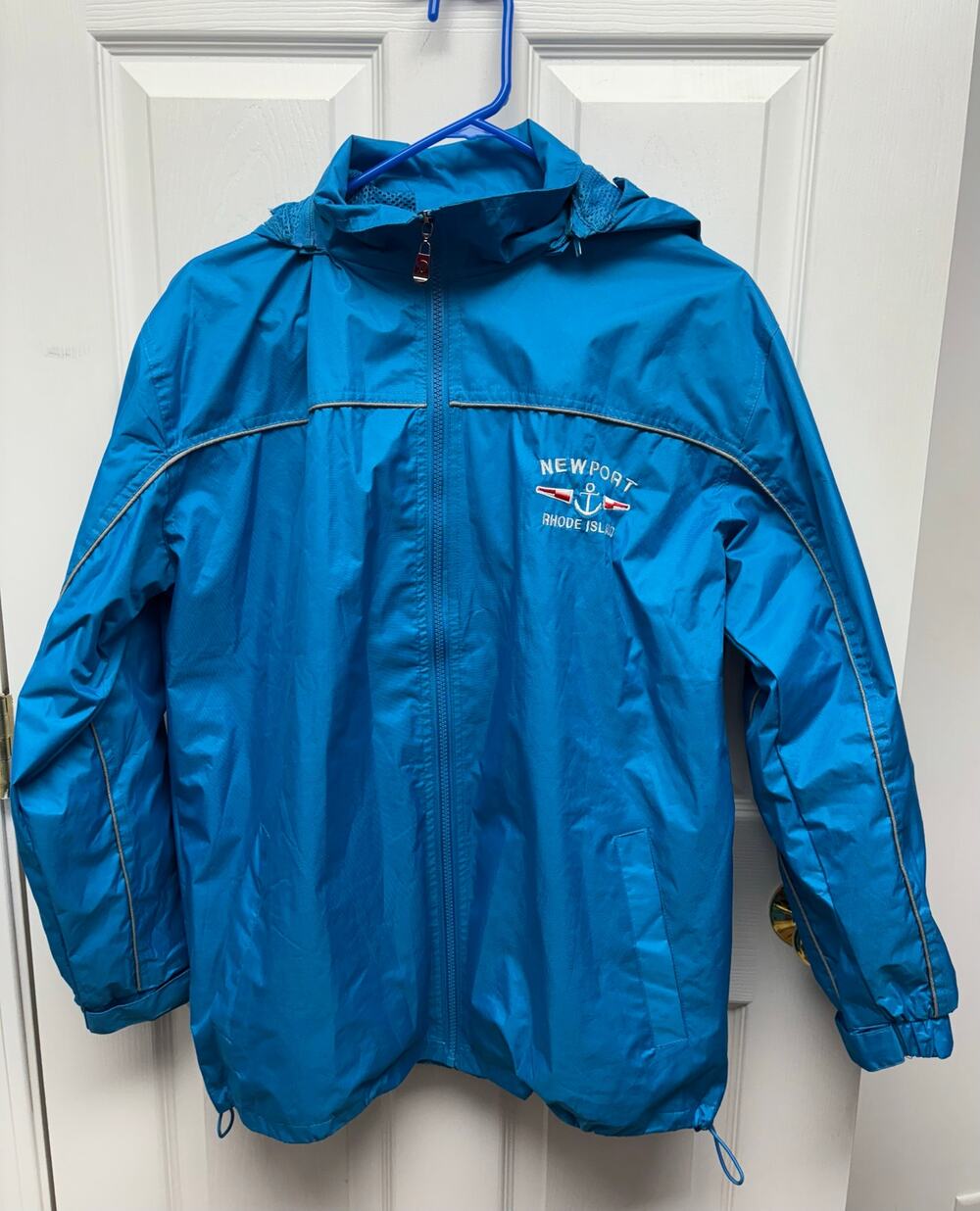 DIMCO Jacket Blue Hooded Sailing Newport Rhode Island, Mens Shell Coat, Size M